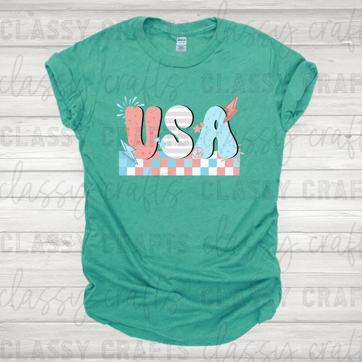 USA Checkered Retro Transfer