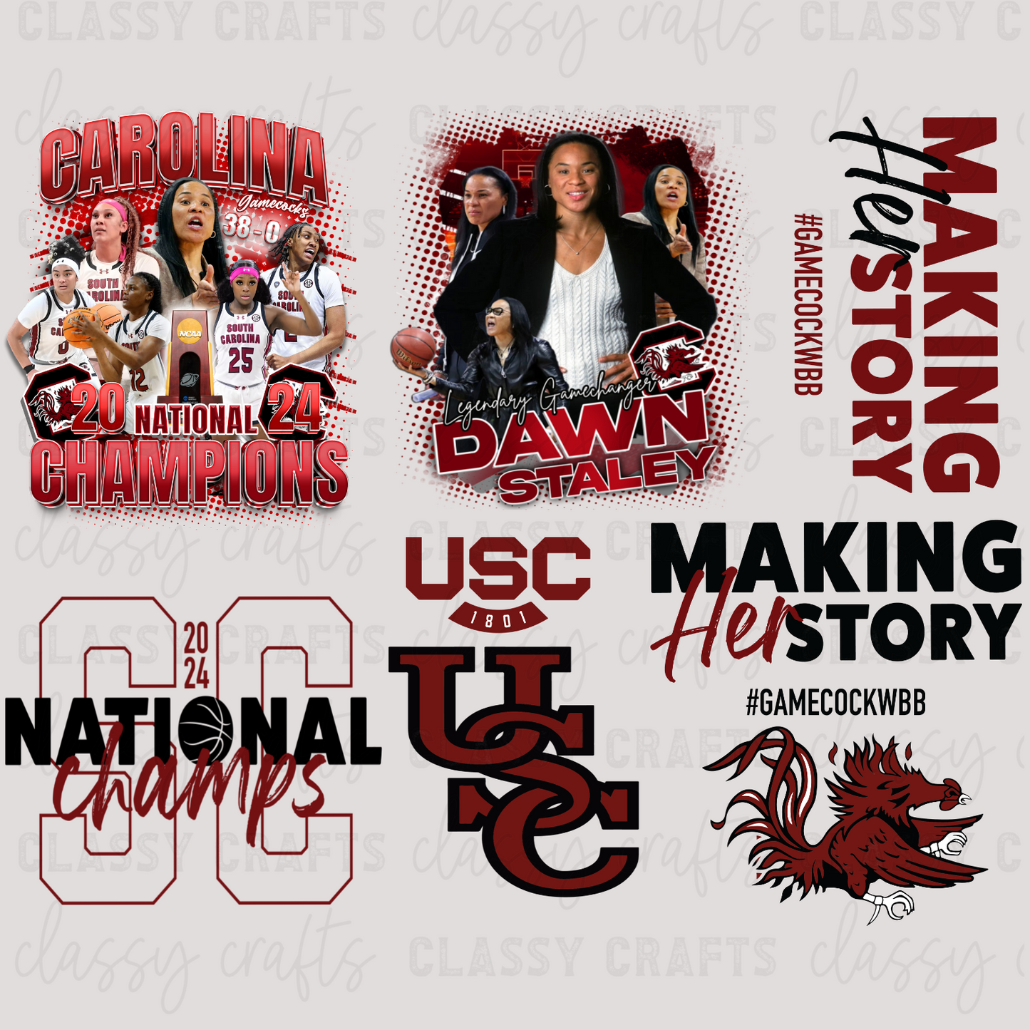 USC WBB CHAMPS - 30x24 - PREMADE GANG SHEET