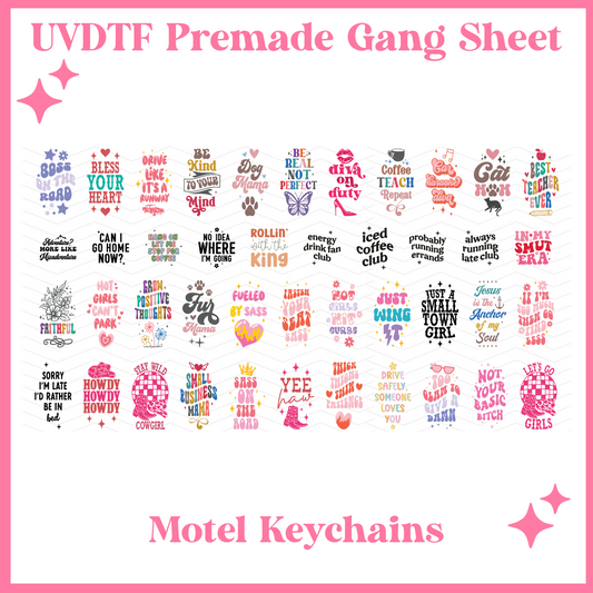 Motel Keychain - 22x12 - UVDTF PREMADE GANG SHEET