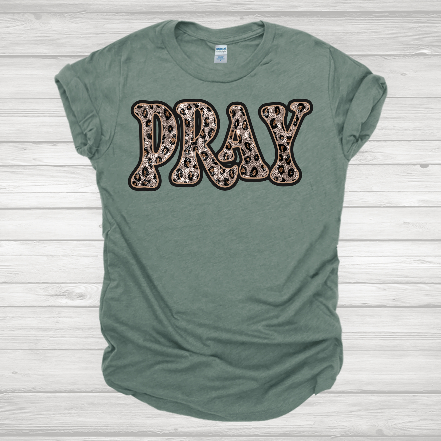 Faux Sequin Pray Leopard Transfers