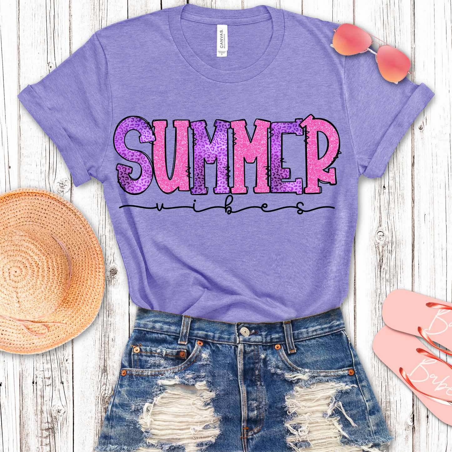 Summer Vibes Purple Cheetah Transfer