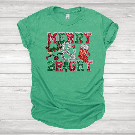 Faux Sequins Merry & Bright Transfers