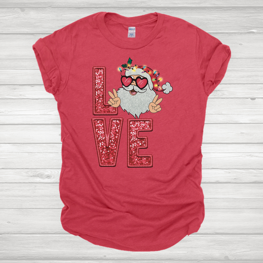 Faux Sequin Love Groovy Santa Red Transfers