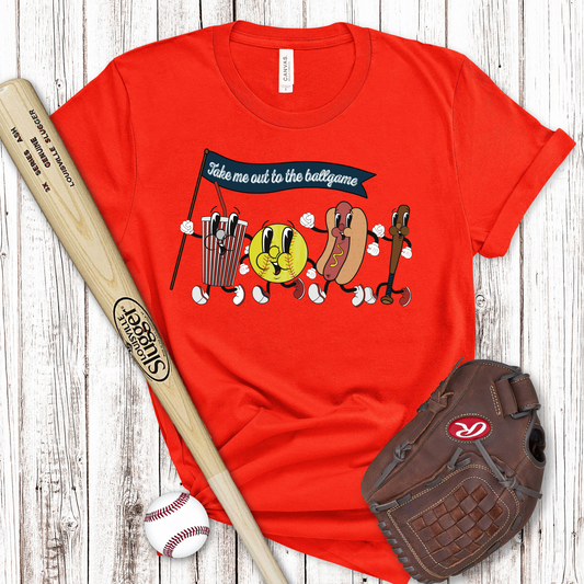 Take Me Out To The Ball Game Vintage Softball Transfer