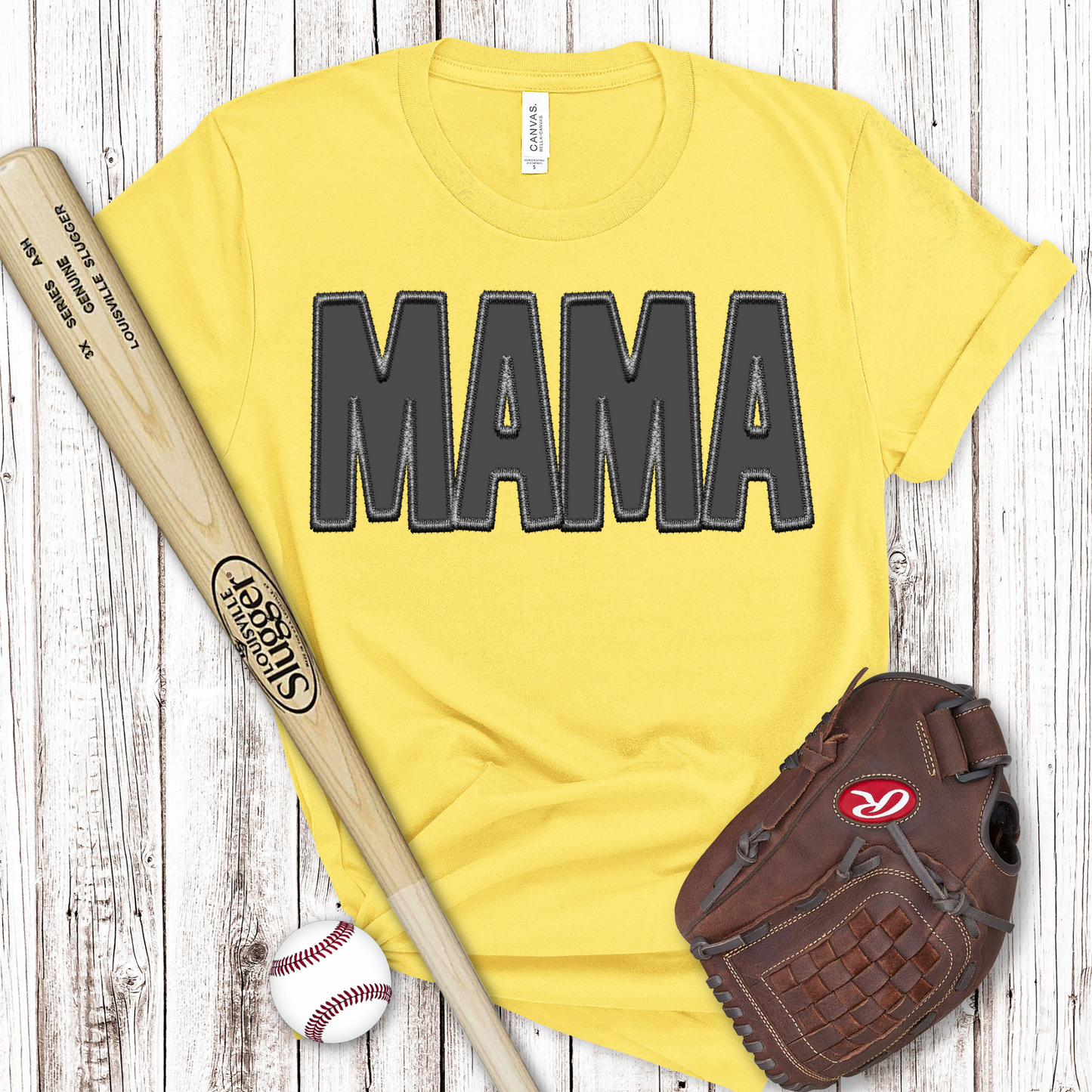 Faux Embroidery Mama Matte Black Transfer