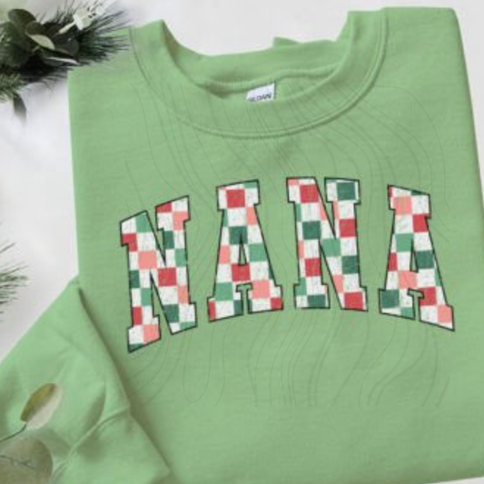 Red & Green Checkered Nana Transfer