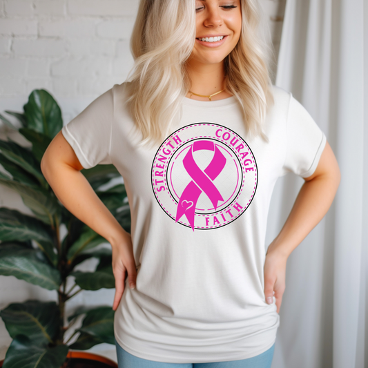 Strength Courage Faith Breast Cancer Awareness Transfer