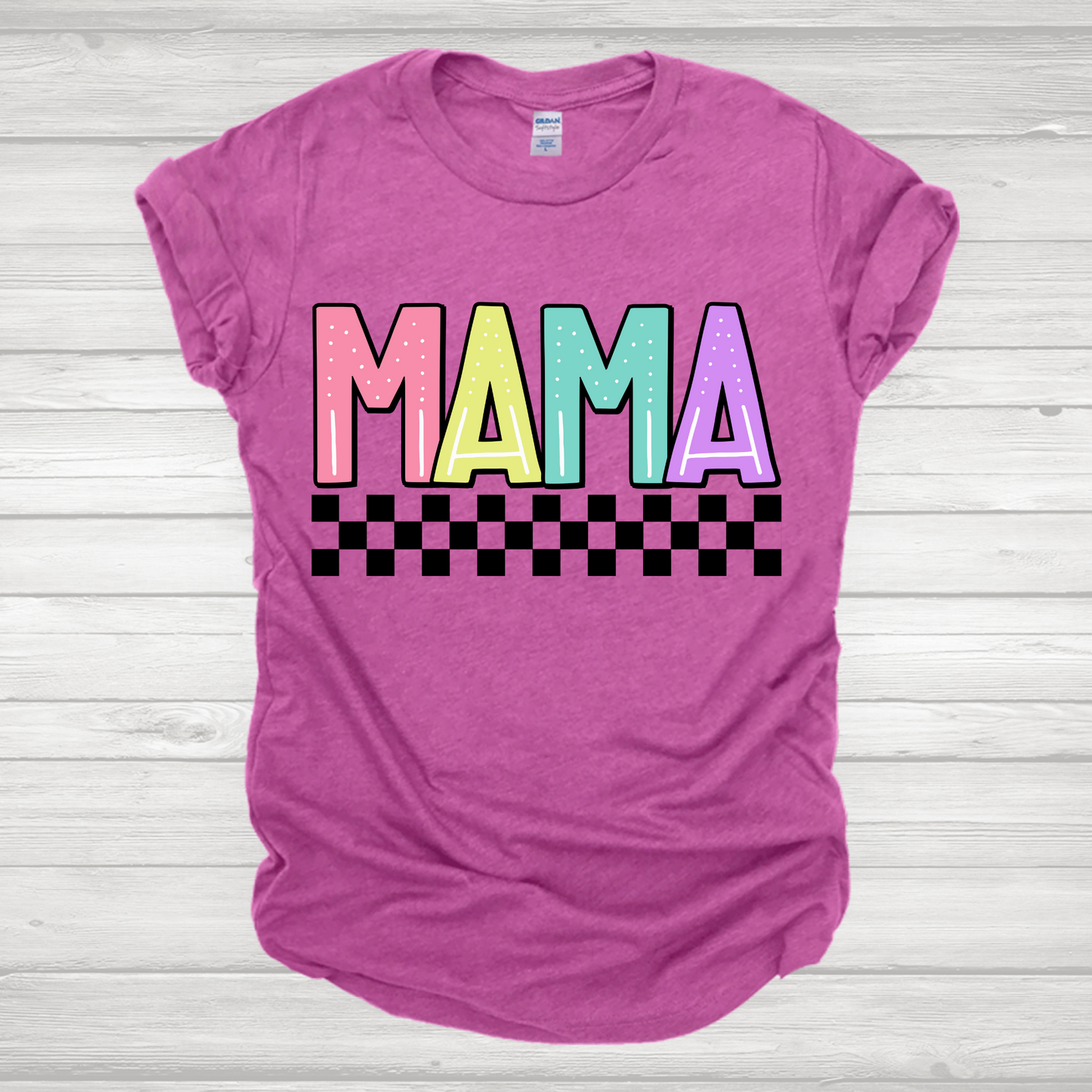 Mama Pastel Checkered Transfer