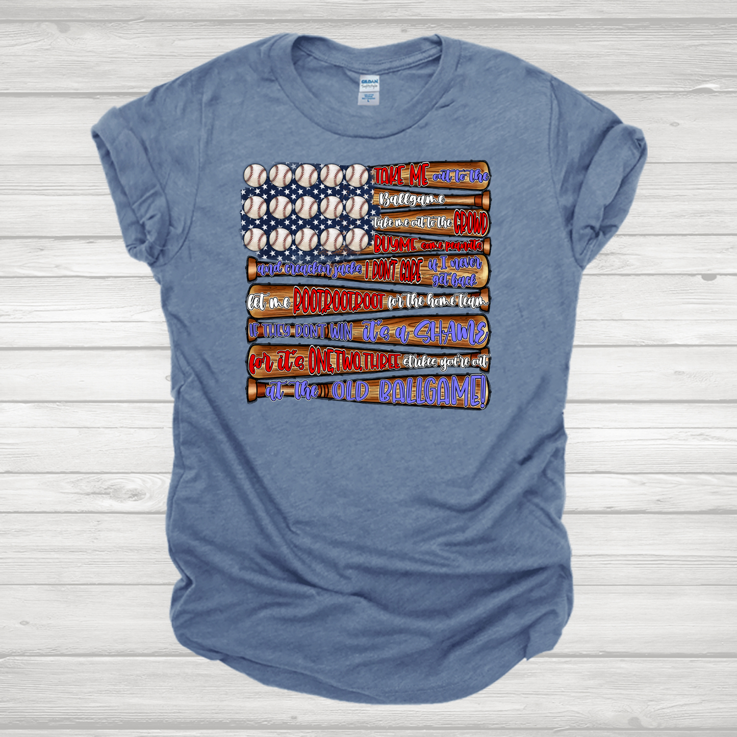 America Flag Baseball Transfer