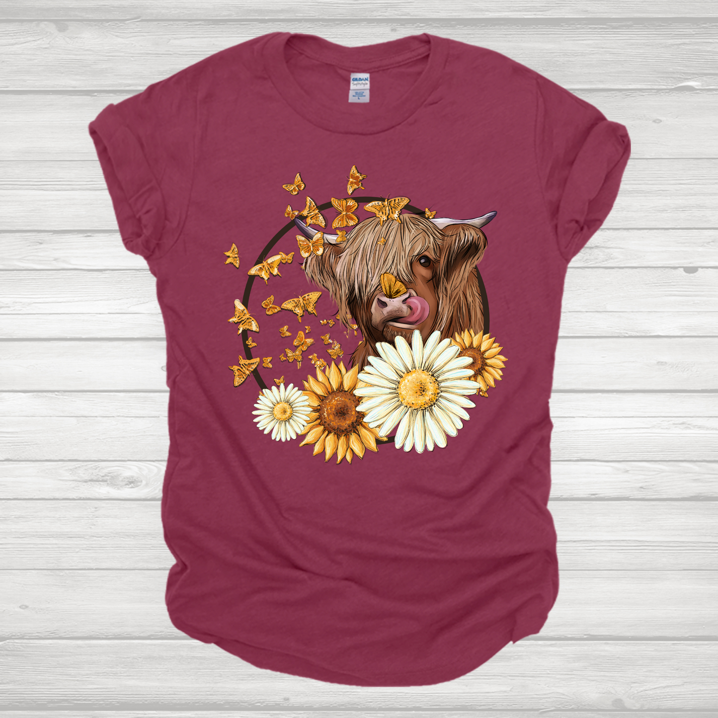 Highland Cow & Sunflowers Transfer