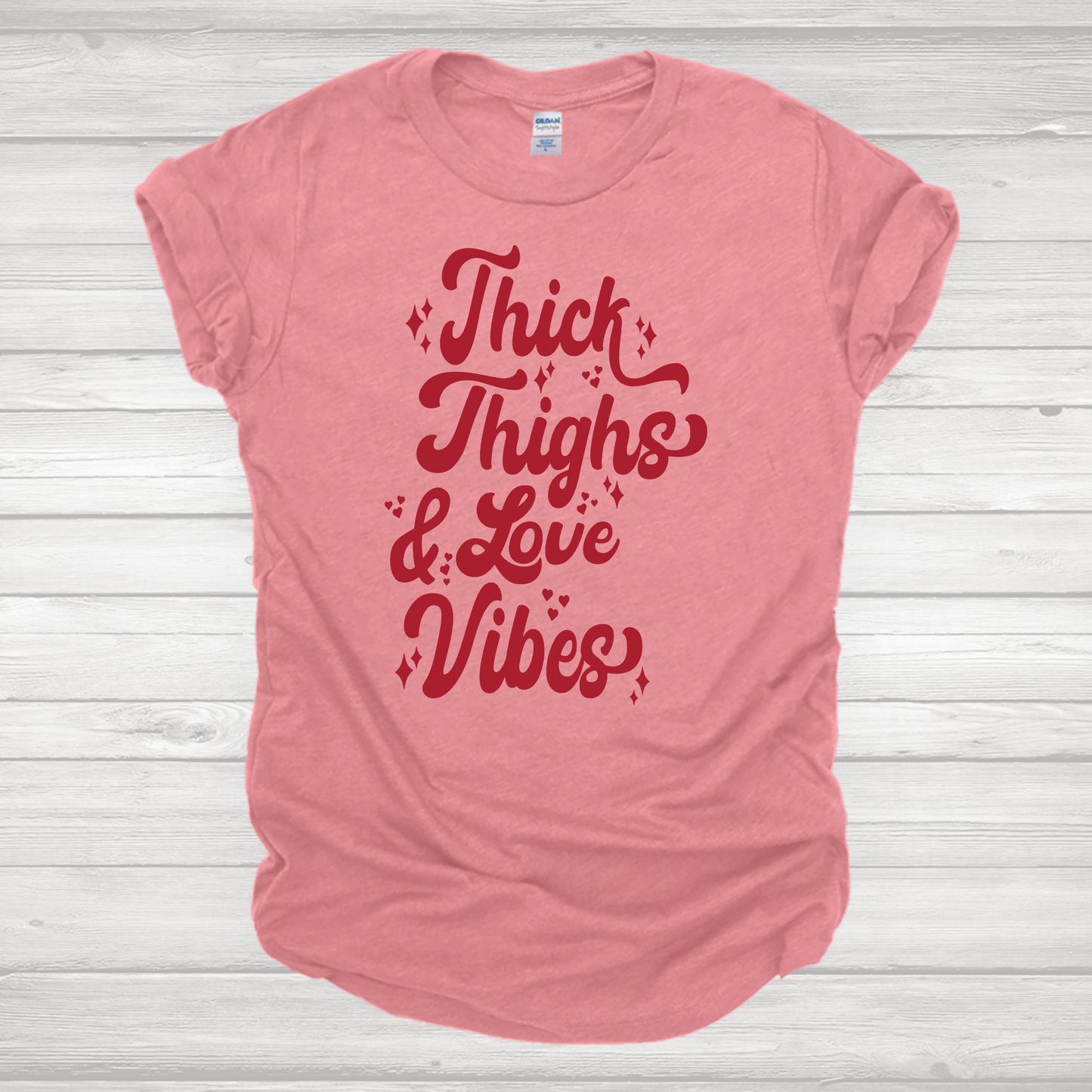 Thick Thighs & Love Vibes Red Transfer