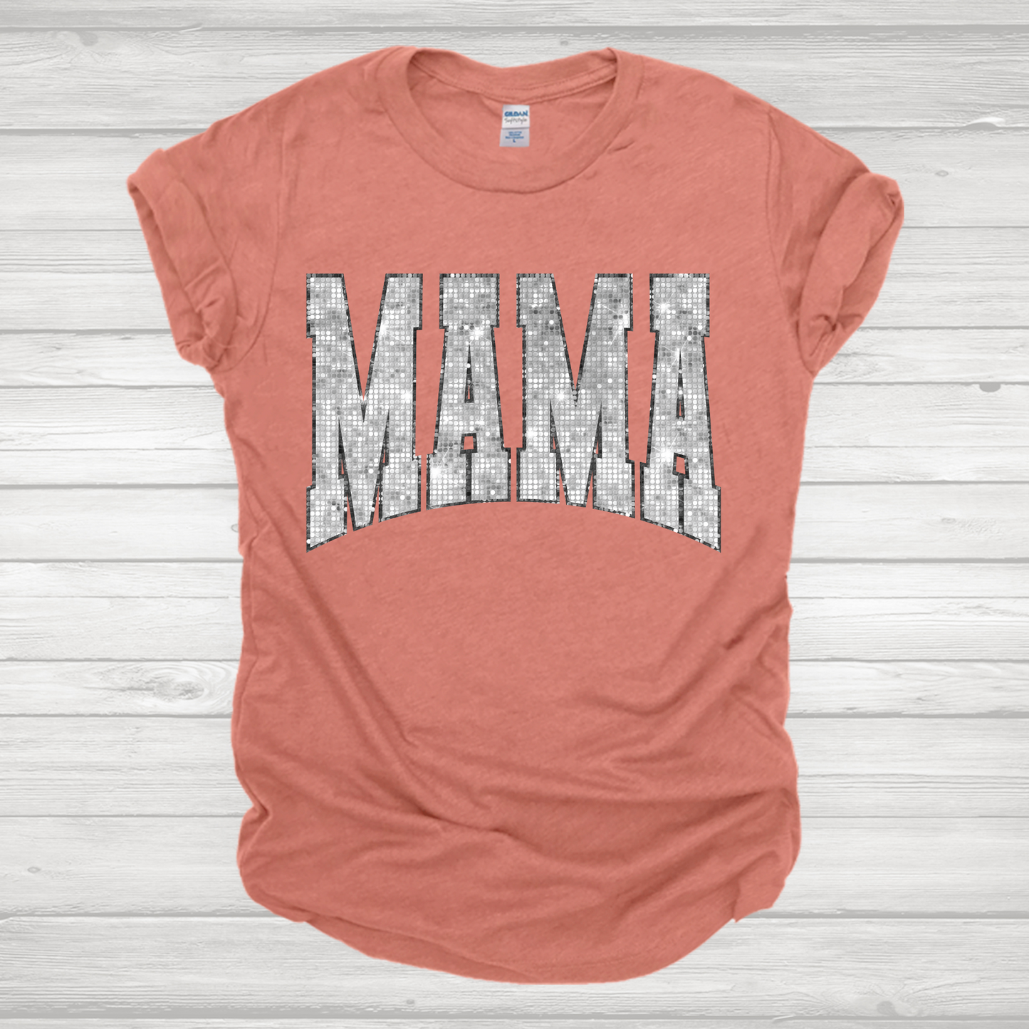 Faux Sequin Mama Silver Transfers