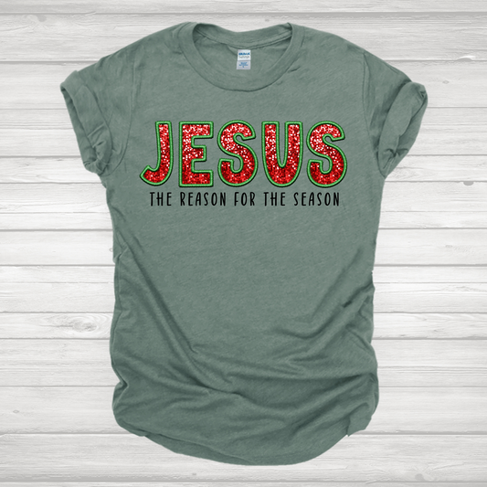 Faux Sequin Jesus Red Transfers