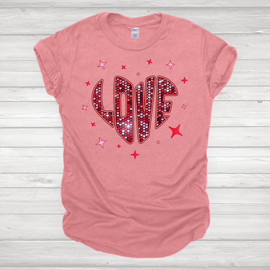 Faux Sequin Love Heart Transfer