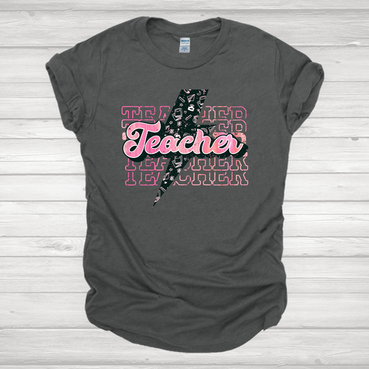 Teacher Bolt Pink Transfer