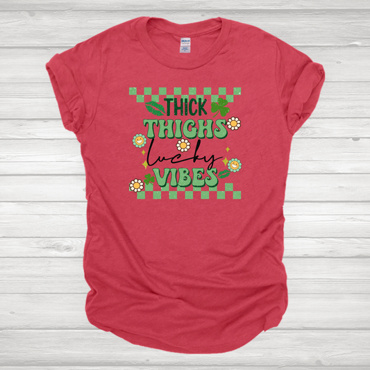 Thick Thighs Lucky Vibes Retro Transfer