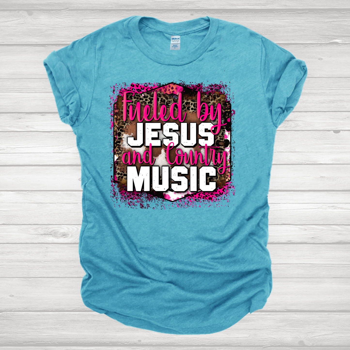 Fueled By Jesus And Country Music Pink Transfers