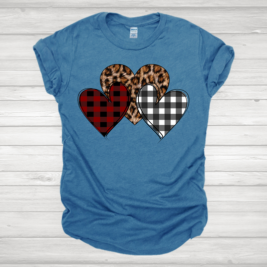 Plaid and Cheetah Hearts Transfer