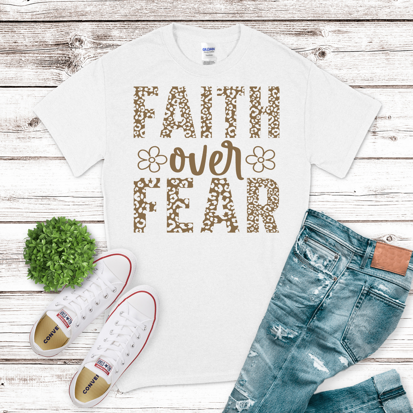 Faith Over Fear Tan  Transfers