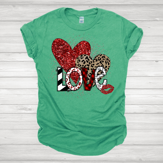 Faux Sequin Love Leopard Heart Transfer