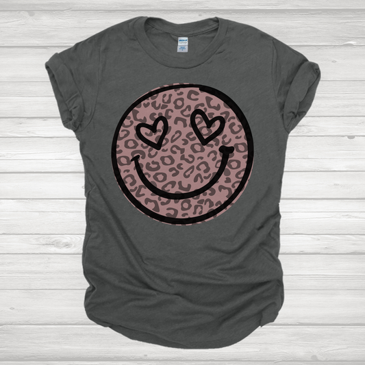 Heart Eye Smiley Face Cheetah Transfer