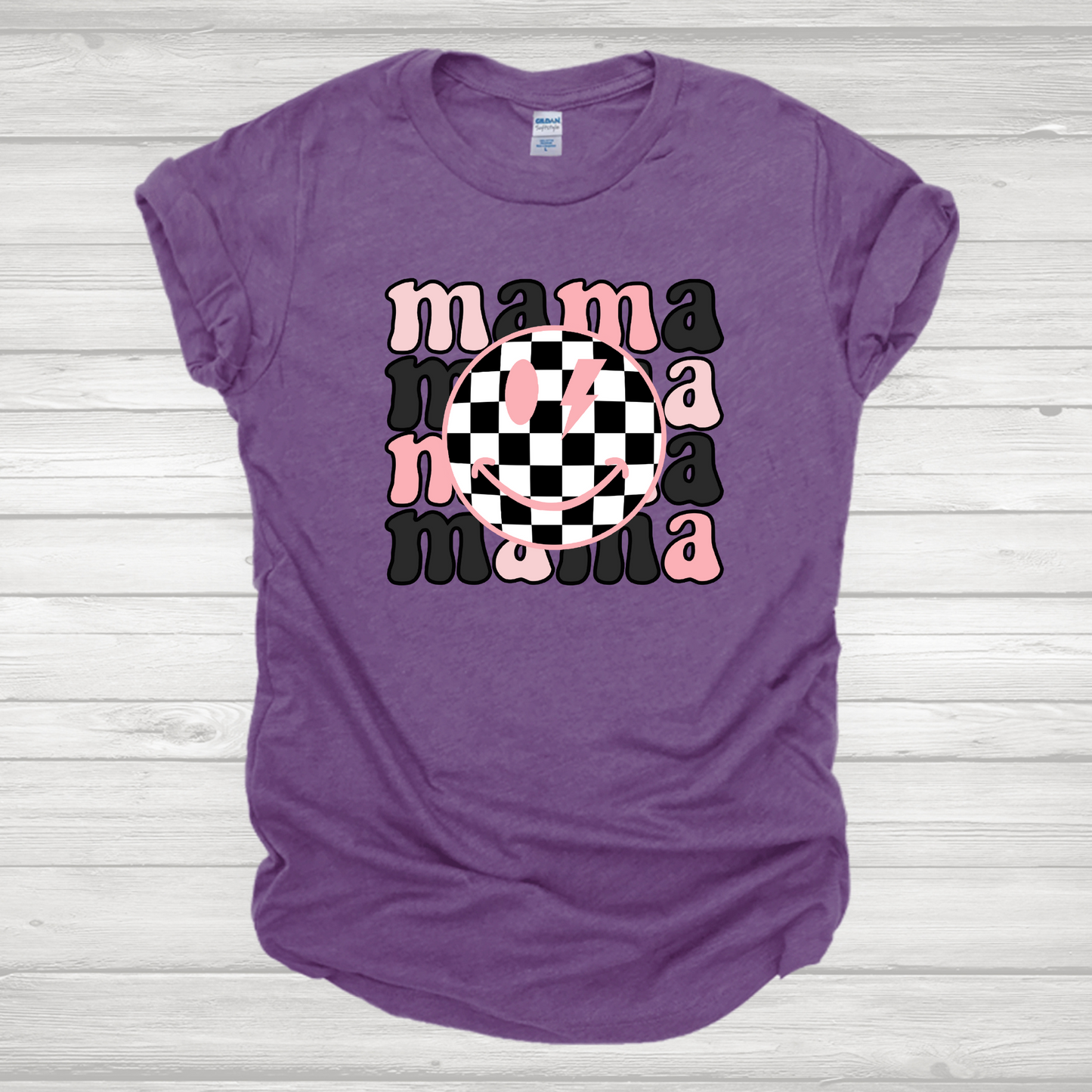 Mama Checkered Smiley Transfer