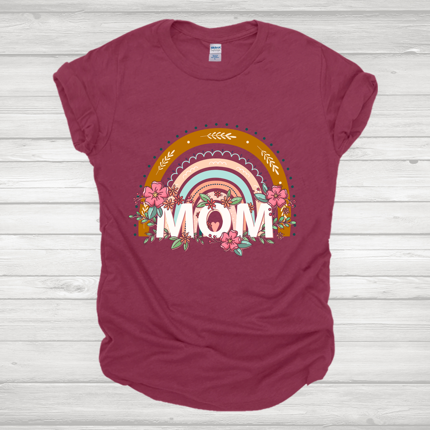 Rainbow Mom Floral Boho Transfer