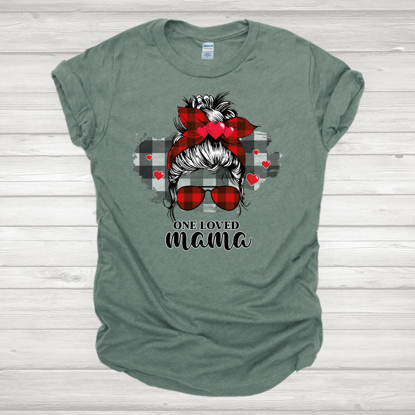 One Loved Mama Red Plaid Transfer