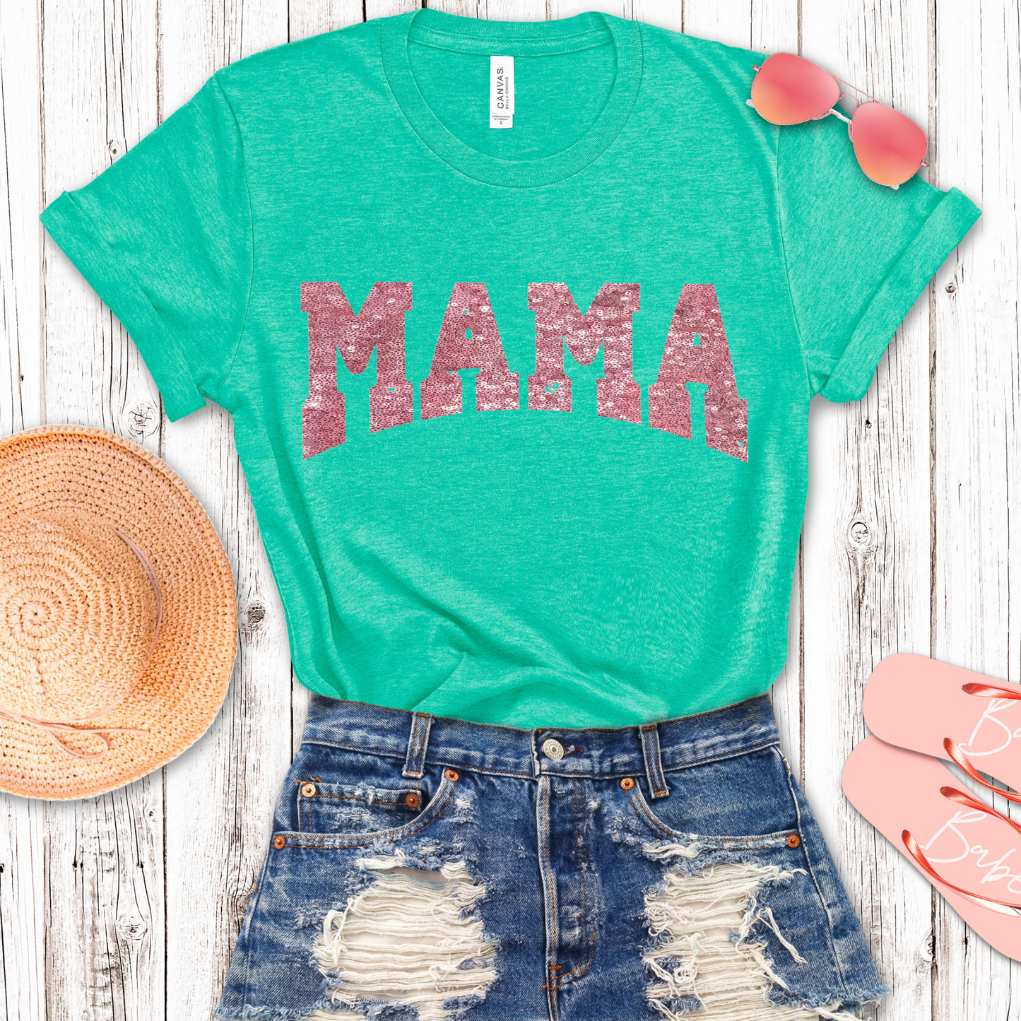 Faux Sequins Pink Mama Transfer