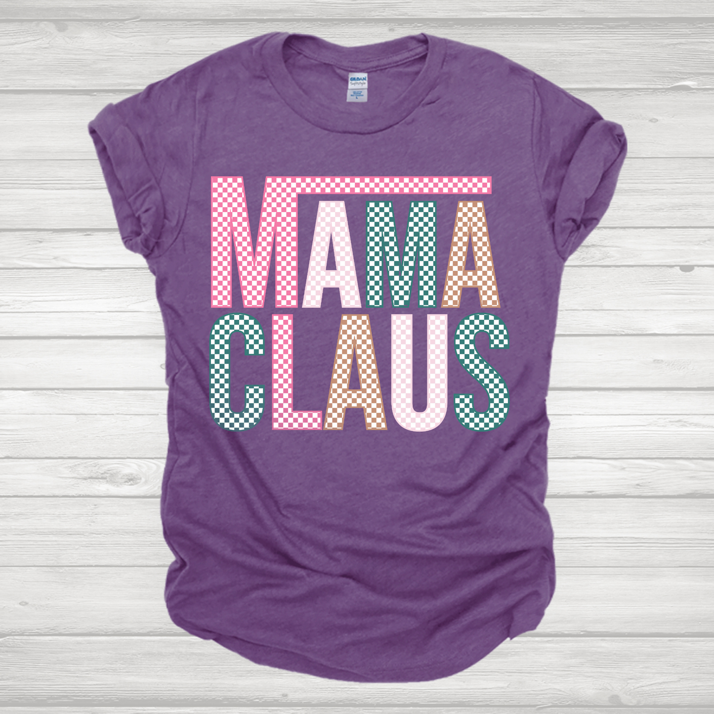 Mama Claus Checkered Transfer