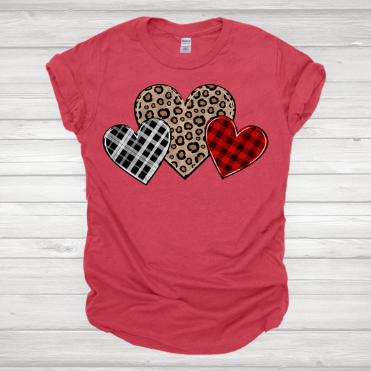 Leopard & Plaid Hearts Transfer