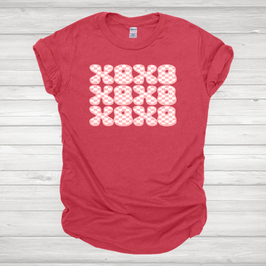 XOXO Pink Checkered Transfer