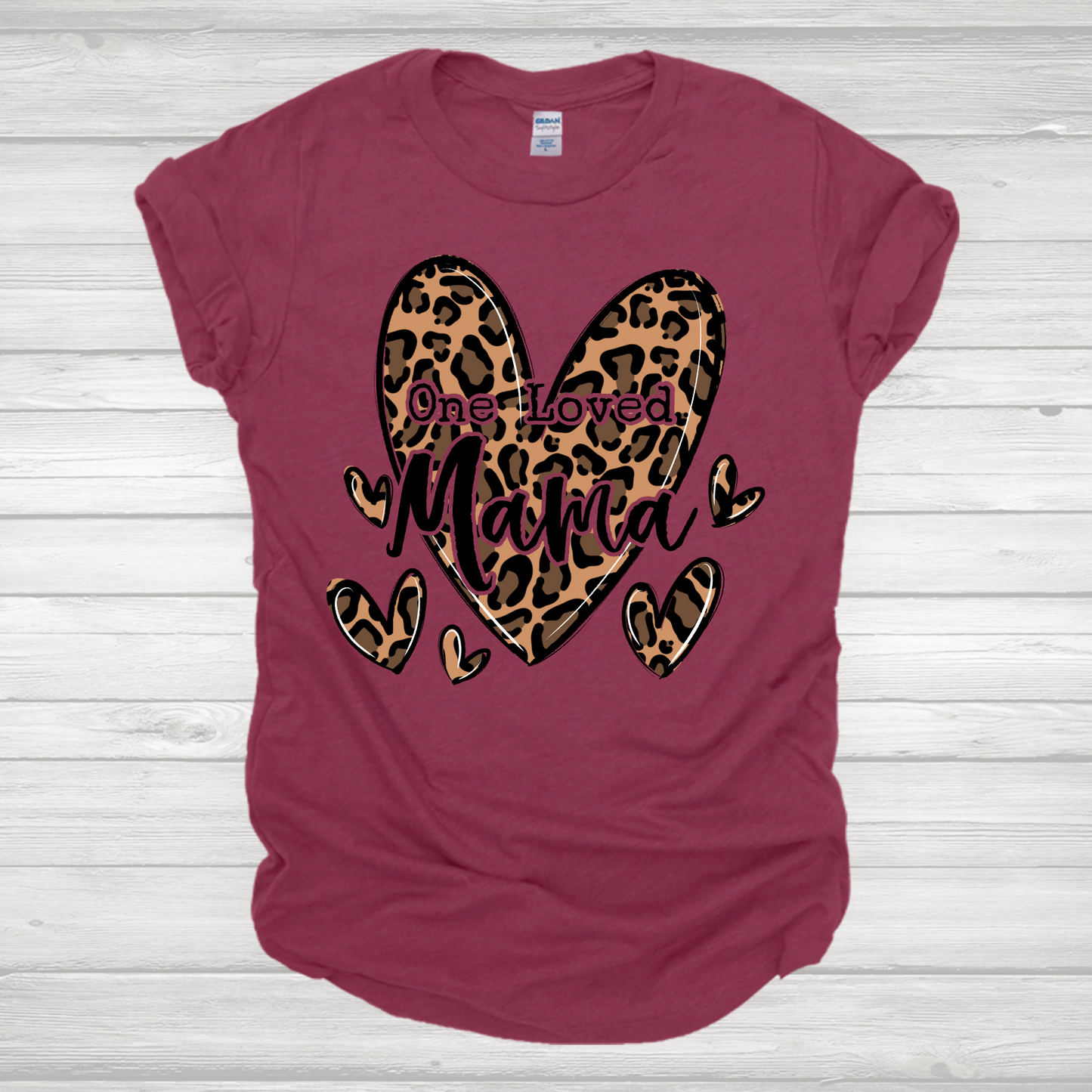 One Loved Mama Leopard Hearts Transfer