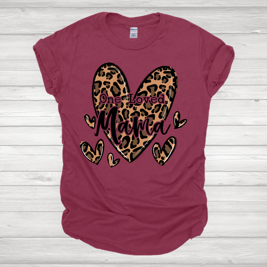 One Loved Mama Leopard Hearts Transfer