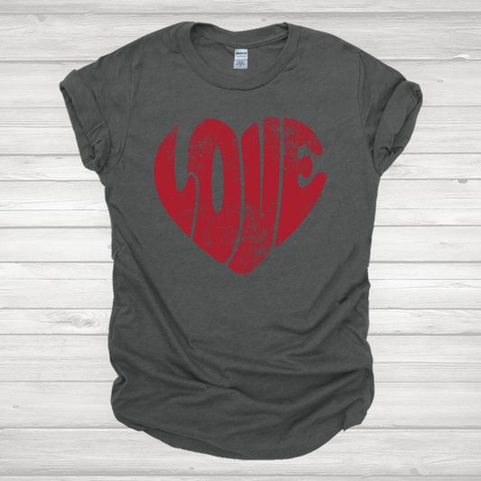 Retro Love Distressed Red Transfer