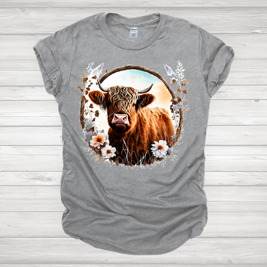 Brown Heifer Floral Transfer