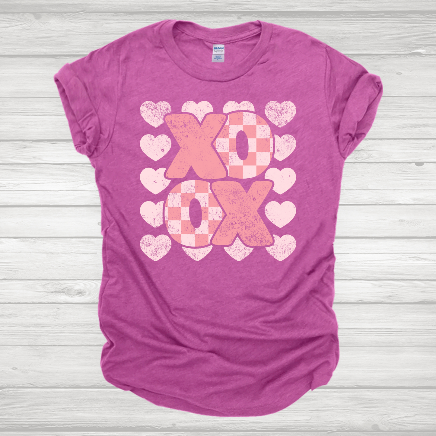 XOXO Distressed Pink Transfer