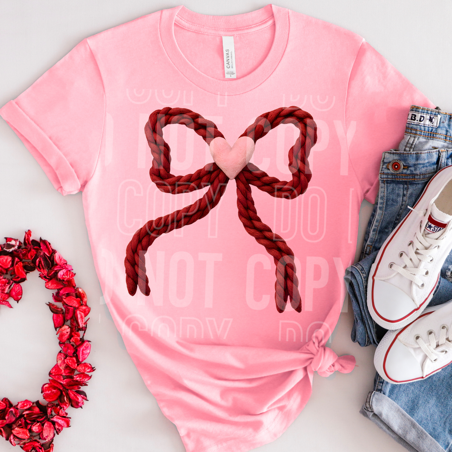 FAUX YARN VALENTINES BOW YARN TRANSFER