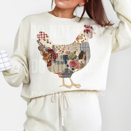 VINTAGE PATCH CHICKEN TRANSFER