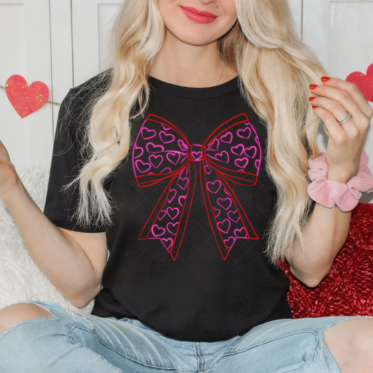 Valentine Bow Neon Transfer