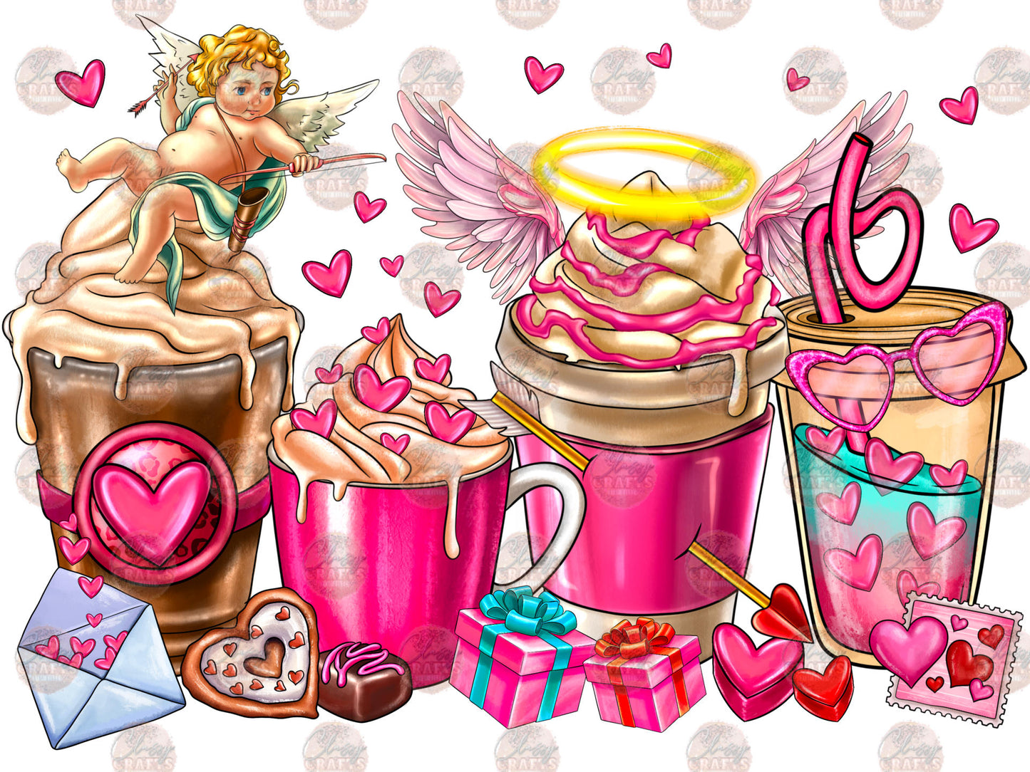 Valentine Coffee Cups Transfer