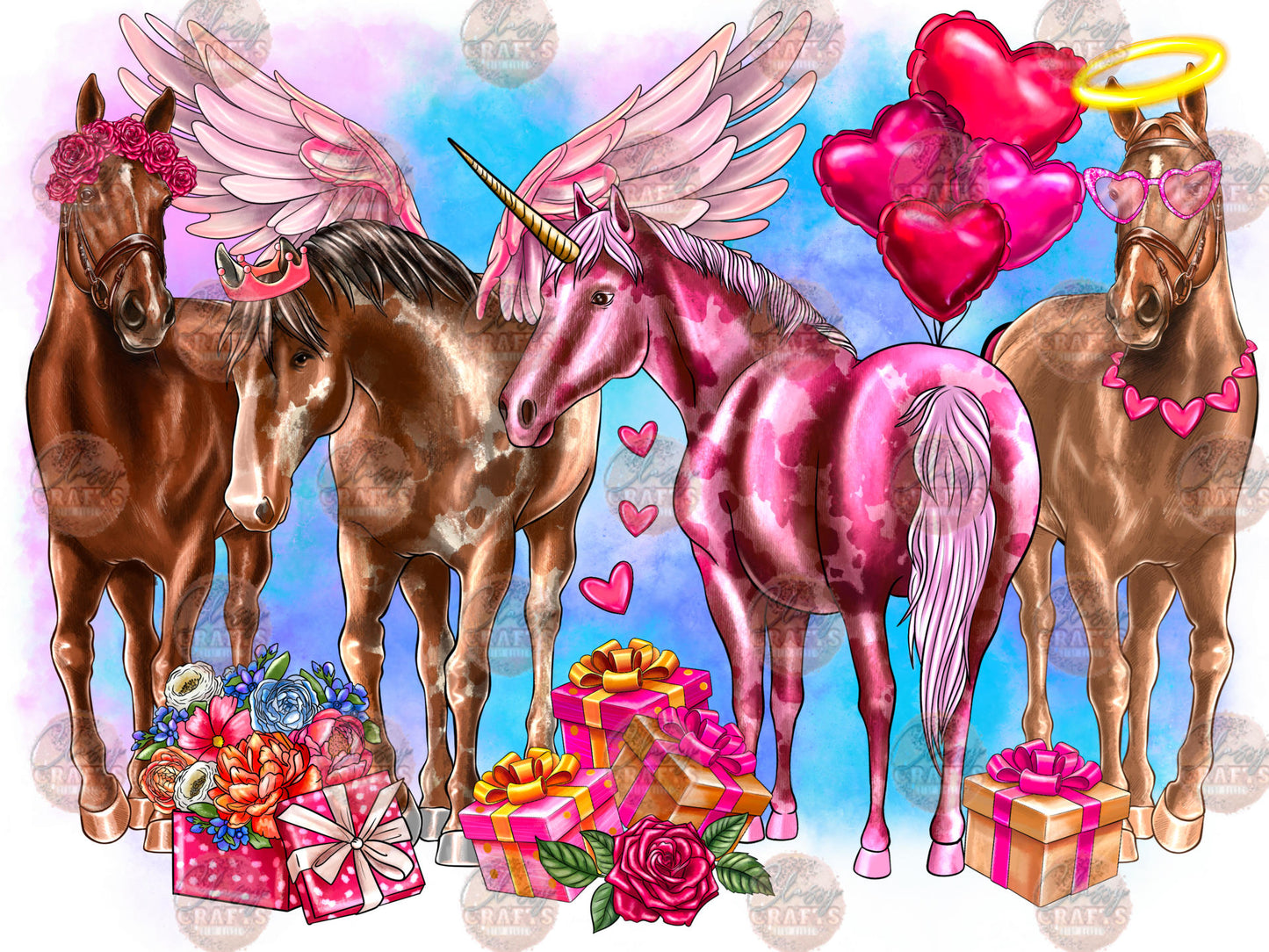 Valentine Day Horses Transfer