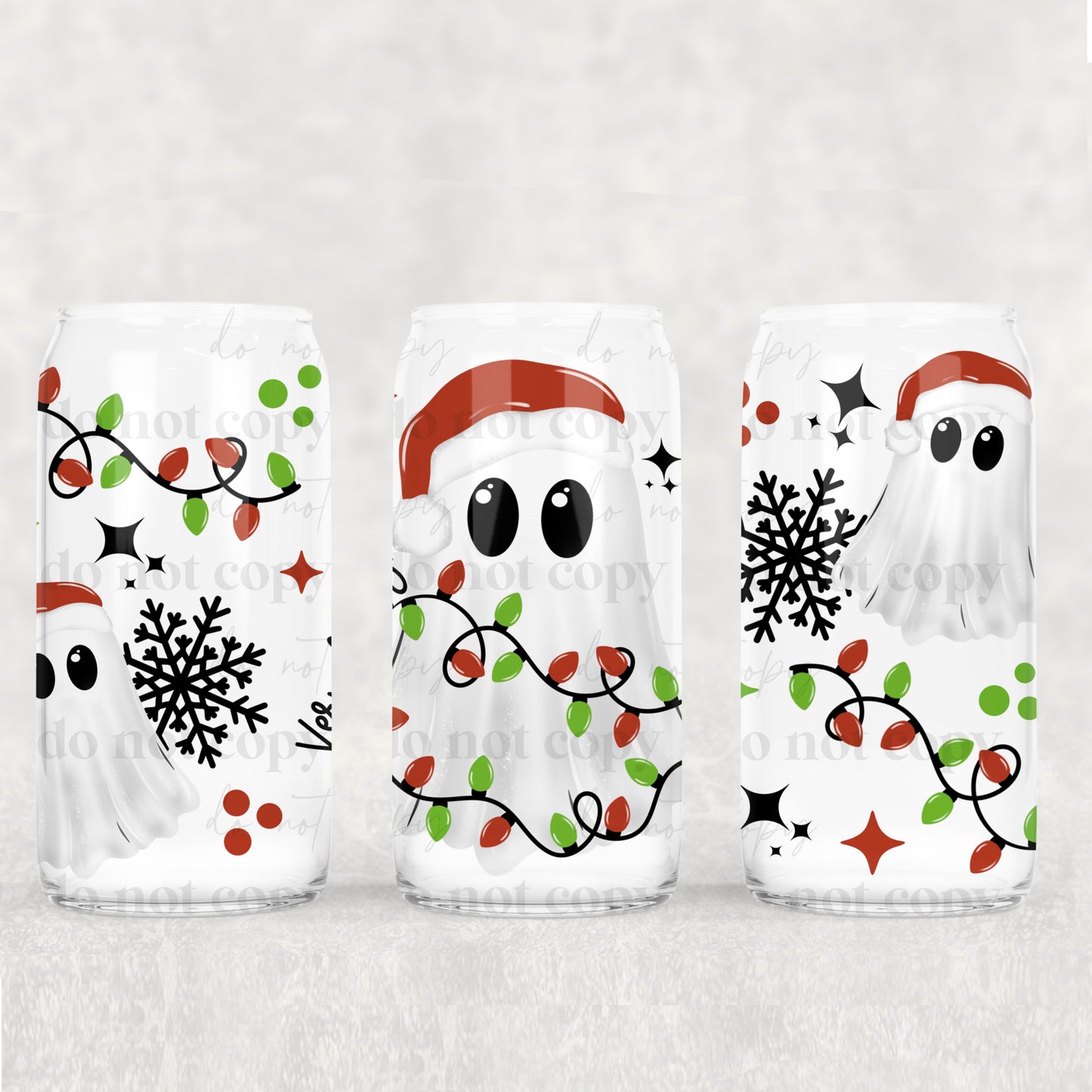 Very Merry Ghost 16  Oz Libbey Wrap Transfer