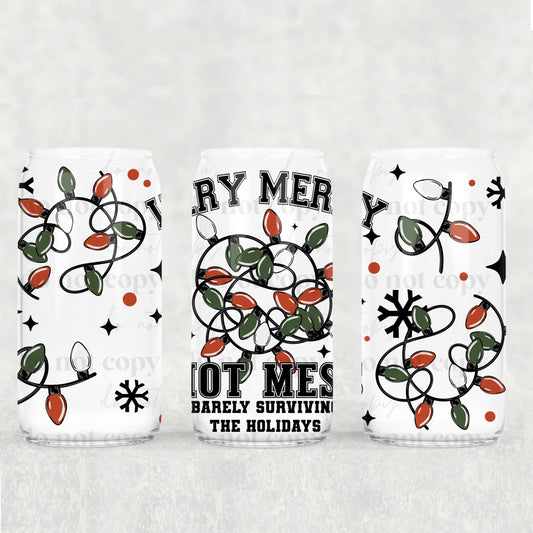Very Merry Hot Mess Libbey Wrap 16 Oz Transfer