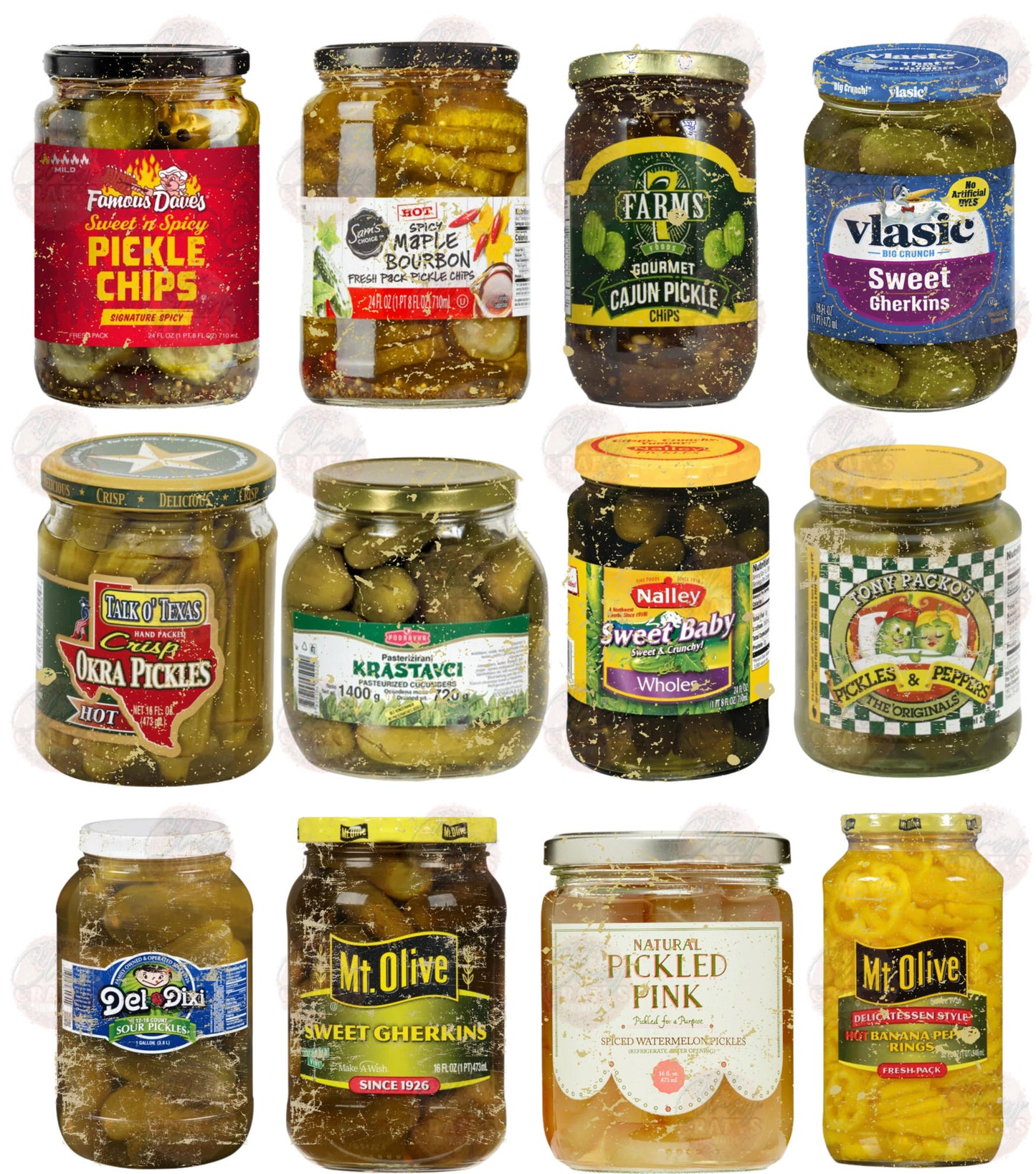 Vintage Overlay Pickles Transfer
