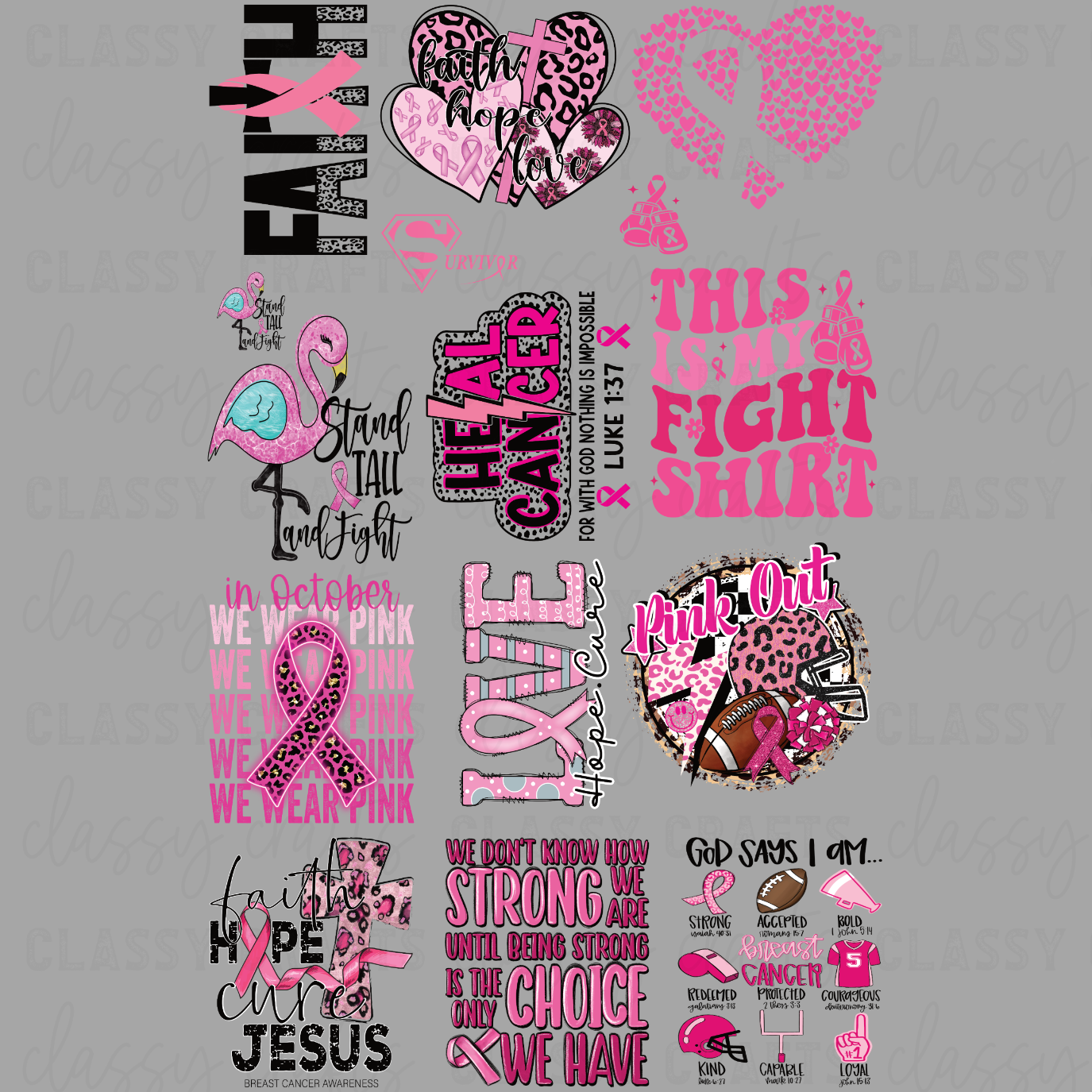 Pink Awareness Breast Cancer- 30x48 -PREMADE GANG SHEET