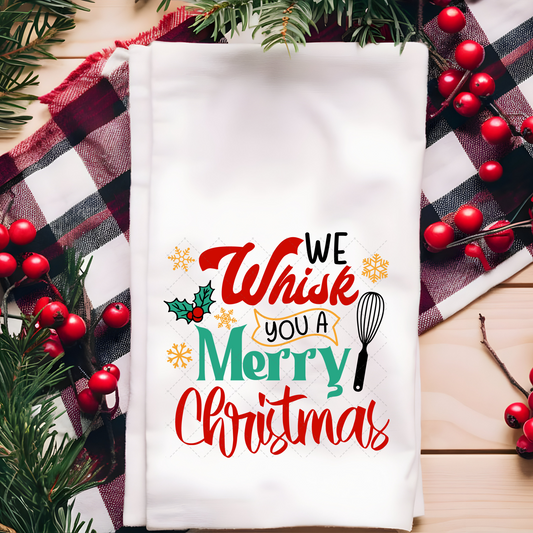 We Whisk You A Merry Christmas Tea Towel Transfer