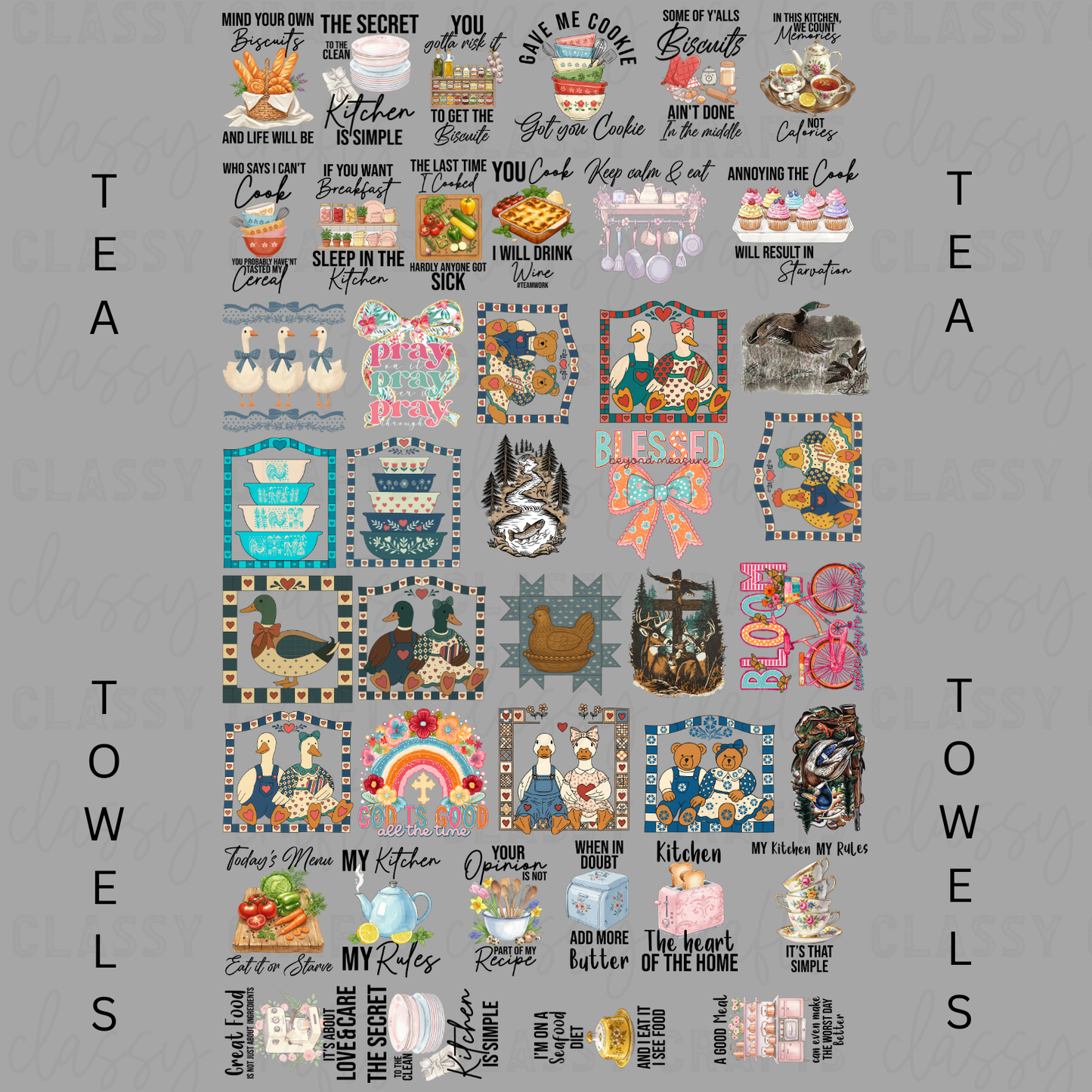 Everyday Tea Towels 30x48 - PREMADE GANG SHEET