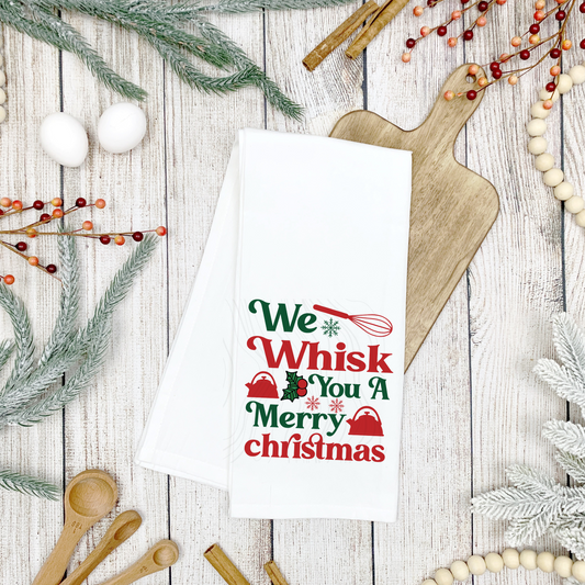 We Whisk You A Merry Christmas Tea Towel Transfer