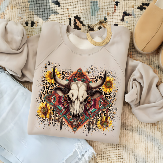 Western Boho Skull Transfer